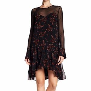 Black BCBGeneration ruffled long sleeve dress